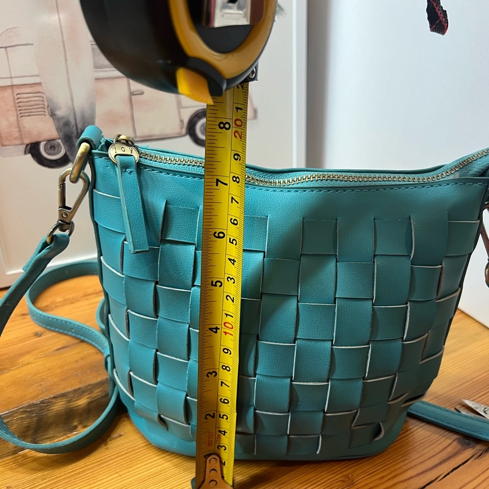 Joy Susan Woven Teal turquoise Crossbody Bag - Picture 8 of 8